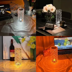 USB Rechargeable Crystal Rose Diamond Touch Lamp – Elegance Meets Innovation